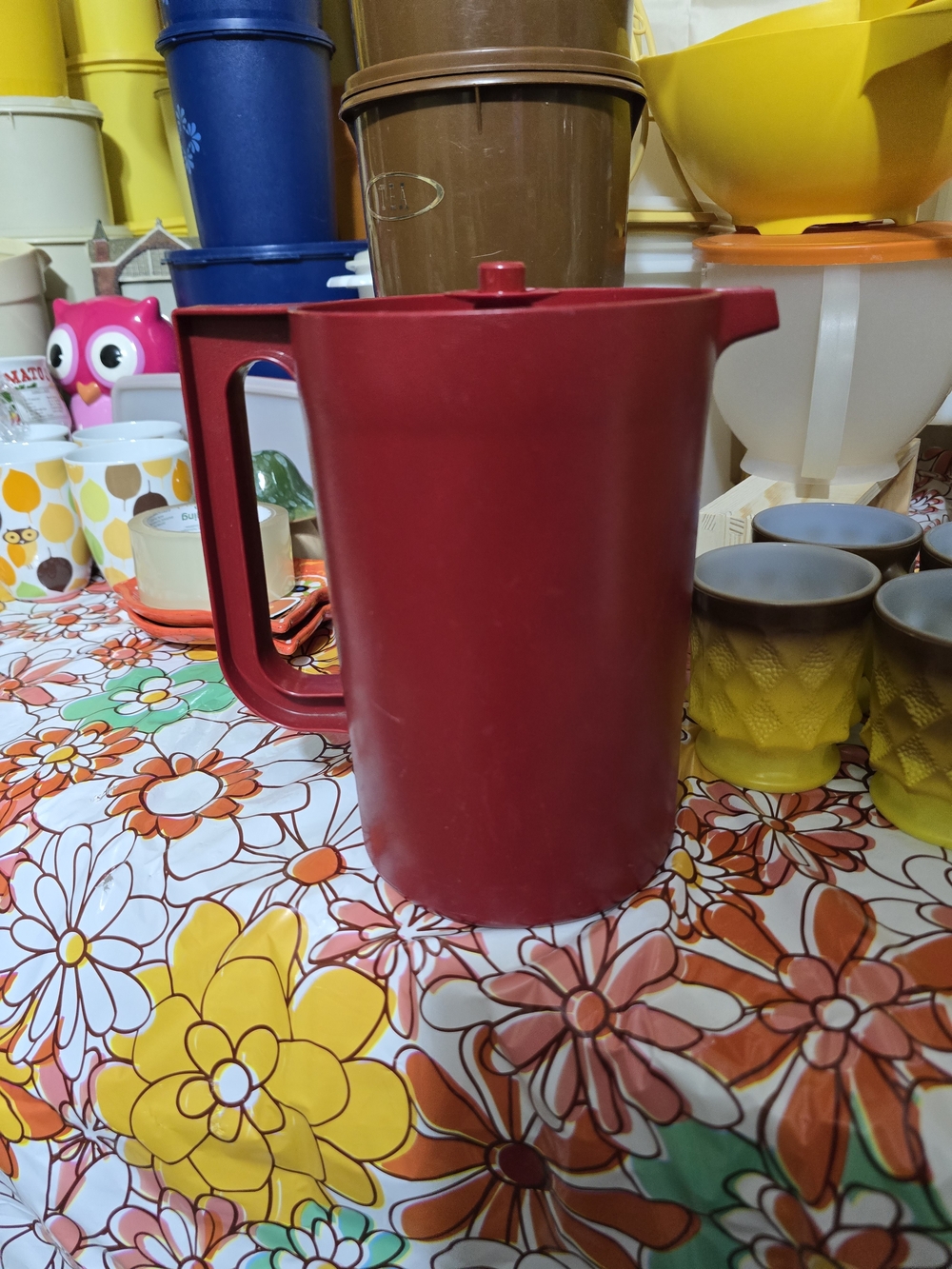 Red Tupperware Pitcher